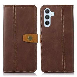 For Samsung Galaxy A05s 4G Stitching Thread Calf Texture Leather Phone Case(Coffee)