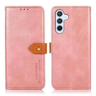 For Samsung Galaxy A15 KHAZNEH Dual-color Cowhide Texture Flip Leather Phone Case(Rose Gold)