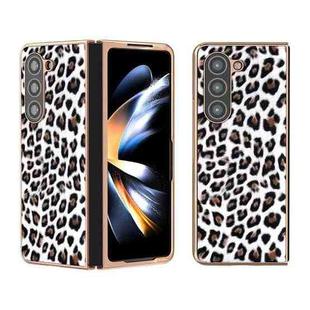 For Samsung Galaxy Z Fold5 Nano Plating Leopard Print Phone Case(Silver)