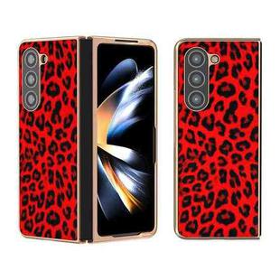 For Samsung Galaxy Z Fold5 Nano Plating Leopard Print Phone Case(Red)