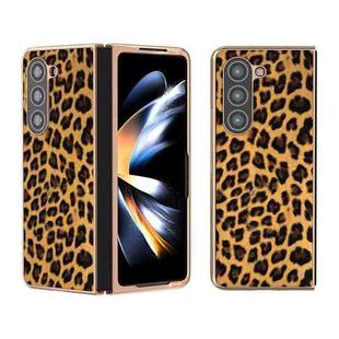 For Samsung Galaxy Z Fold5 Nano Plating Leopard Print Phone Case(Gold)