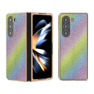 For Samsung Galaxy Z Fold5 Nano Plating Diamond Texture Phone Case(Rainbow)