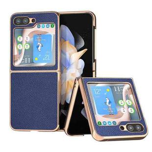 For Samsung Galaxy Z Flip5 Genuine Leather Mino Series Nano Plating Phone Case(Royal Blue)