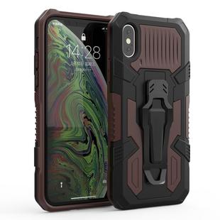 For iPhone XR Machine Armor Warrior Shockproof PC + TPU Protective Case(Dark Brown)