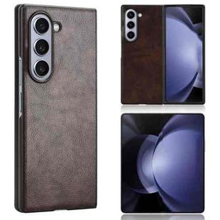 For Samsung Galaxy Z Fold6 Litchi Texture Back Cover Phone Case(Brown)