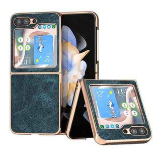 For Samsung Galaxy Z Flip5 Nano Plating Dream Litchi Texture PU Phone Case(Blue)