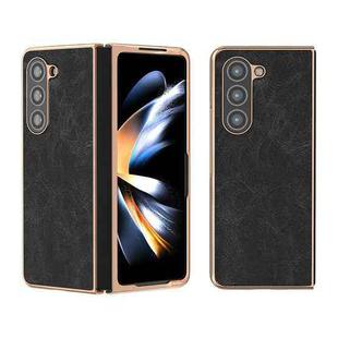 For Samsung Galaxy Z Fold5 Nano Plating Dream Litchi Texture PU Phone Case(Black)