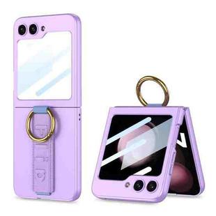 For Samsung Galaxy Z Flip5 GKK Integrated Ultrathin Shockproof Phone Case with Ring Wrist Strap(Purple)