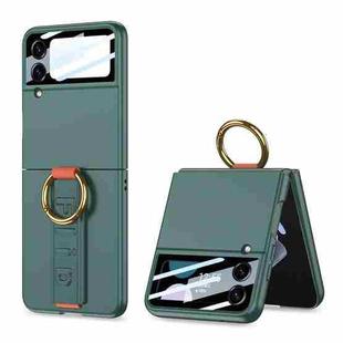 For Samsung Galaxy Z Flip4 5G GKK Integrated Ultrathin Shockproof Phone Case with Ring Wrist Strap(Green)