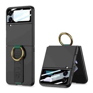 For Samsung Galaxy Z Flip4 5G GKK Integrated Ultrathin Shockproof Phone Case with Ring Wrist Strap(Black)