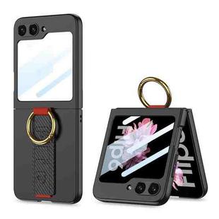 For Samsung Galaxy Z Flip6 GKK Integrated Ultrathin Shockproof Phone Case with Ring Wrist Strap(Carbon Fiber)