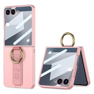 For Samsung Galaxy Z Flip7 5G GKK Integrated Ultrathin Shockproof Phone Case with Ring Wrist Strap(Pink)