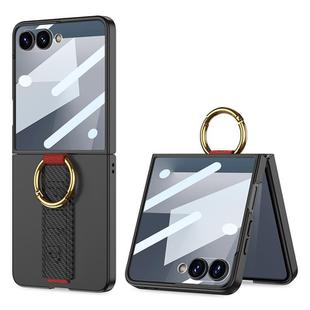 For Samsung Galaxy Z Flip7 5G GKK Integrated Ultrathin Shockproof Phone Case with Ring Wrist Strap(Carbon Fiber)
