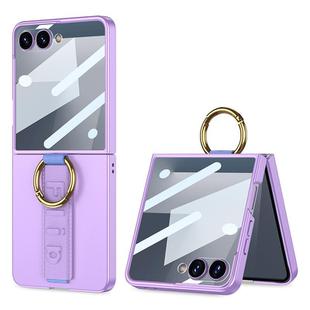 For Samsung Galaxy Z Flip7 5G GKK Integrated Ultrathin Shockproof Phone Case with Ring Wrist Strap(Purple)
