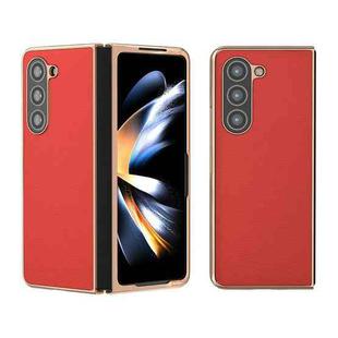 For Samsung Galaxy Z Fold5 Genuine Leather Luolai Series Nano Plating Phone Case(Red)