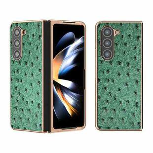 For Samsung Galaxy Z Fold5 Genuine Leather Ostrich Texture Series Nano Plating Phone Case(Green)