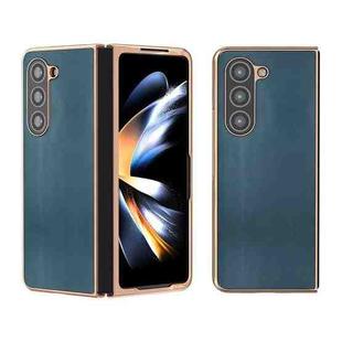 For Samsung Galaxy Z Fold5 Genuine Leather Xiaoya Series Nano Plating Phone Case(Dark Green)