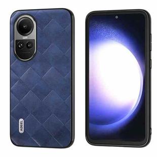 For OPPO Reno 10 / 10 Pro Global ABEEL Weave Plaid PU Phone Case(Blue)