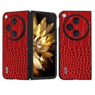 For OPPO Find N3 ABEEL Genuine Leather Crocodile Pattern Black Edge Phone Case(Red)