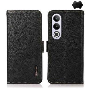 For OnePlus Ace 3V KHAZNEH Side-Magnetic Litchi Genuine Leather RFID Phone Case(Black)