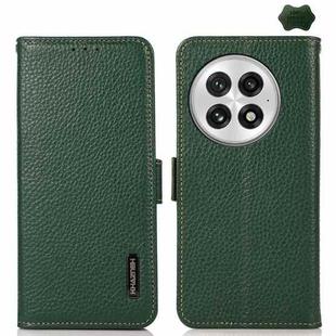 For OnePlus 13 KHAZNEH Side-Magnetic Litchi Genuine Leather RFID Phone Case(Green)