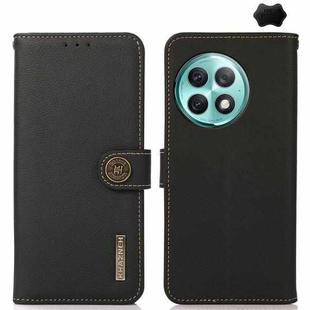 For OnePlus Ace 2 Pro KHAZNEH Custer Genuine Leather RFID Phone Case(Black)