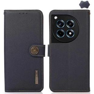 For OnePlus 12R KHAZNEH Custer Genuine Leather RFID Phone Case(Blue)