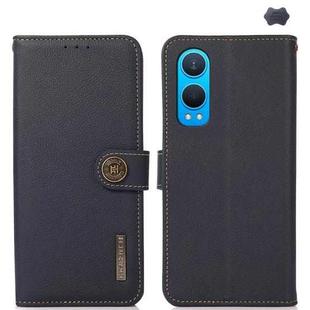 For OnePlus CE4 Lite KHAZNEH Custer Genuine Leather RFID Phone Case(Blue)