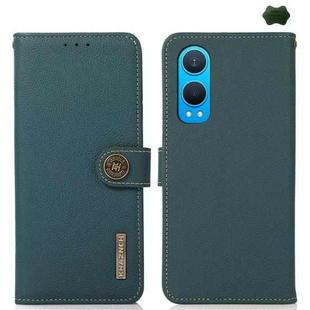 For OnePlus CE4 Lite KHAZNEH Custer Genuine Leather RFID Phone Case(Green)