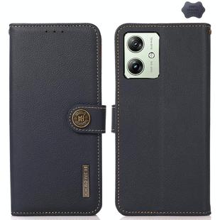 For Motorola Moto G54 5G KHAZNEH Custer Genuine Leather RFID Phone Case(Blue)