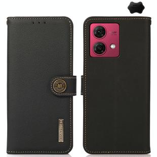 For Motorola Moto G84 5G KHAZNEH Custer Genuine Leather RFID Phone Case(Black)