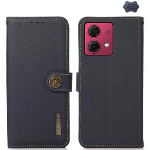 For Motorola Moto G84 5G KHAZNEH Custer Genuine Leather RFID Phone Case(Blue)