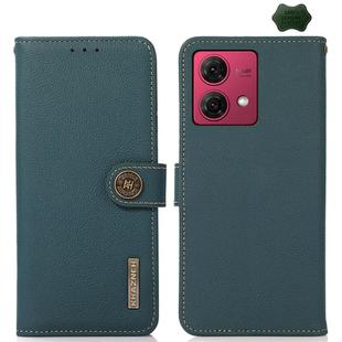 For Motorola Moto G84 5G KHAZNEH Custer Genuine Leather RFID Phone Case(Green)