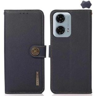 For Motorola Moto G24 KHAZNEH Custer Genuine Leather RFID Phone Case(Blue)