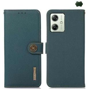 For Motorola Moto G64 5G KHAZNEH Custer Genuine Leather RFID Phone Case(Green)