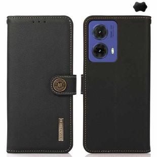 For Motorola Moto G85 KHAZNEH Custer Genuine Leather RFID Phone Case(Black)