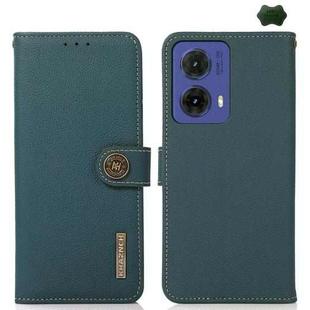 For Motorola Moto G85 KHAZNEH Custer Genuine Leather RFID Phone Case(Green)