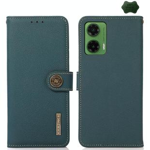 For Motorola Moto G35 KHAZNEH Custer Genuine Leather RFID Phone Case(Green)