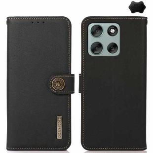 For Motorola Moto G56 5G KHAZNEH Custer Genuine Leather RFID Phone Case(Black)