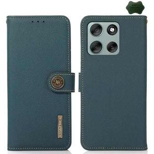 For Motorola Moto G56 5G KHAZNEH Custer Genuine Leather RFID Phone Case(Green)