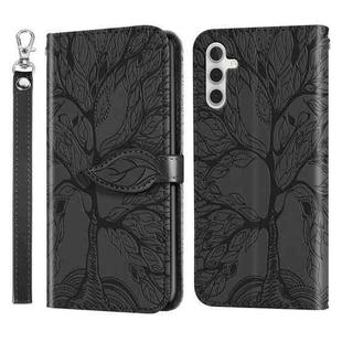 For Samsung Galaxy S23 FE 5G Life Tree Embossing Pattern Leather Phone Case(Black)