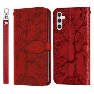 For Samsung Galaxy S23 FE 5G Life Tree Embossing Pattern Leather Phone Case(Red)