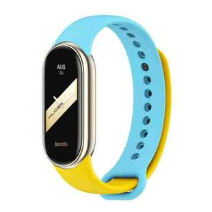 For Xiaomi Mi Band 8 Mijobs Dual Color Silicone Watch Band(Yellow+Blue)