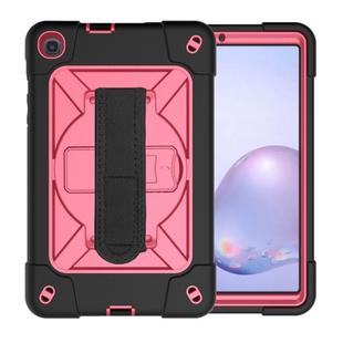 For Samsung Galaxy Tab A8.4 (2020) T307 Contrast Color Robot Shockproof Silicon + PC Protective Case with Holder & Pen Slot(Black Rose)
