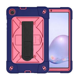 For Samsung Galaxy Tab A8.4 (2020) T307 Contrast Color Robot Shockproof Silicon + PC Protective Case with Holder & Pen Slot(Navy Rose Red)