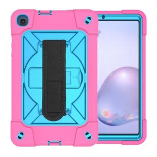 For Samsung Galaxy Tab A8.4 (2020) T307 Contrast Color Robot Shockproof Silicon + PC Protective Case with Holder & Pen Slot(Rose Red Blue)