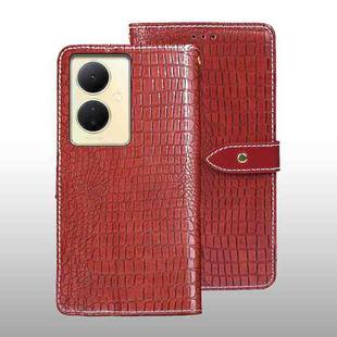 For vivo V29 Lite 5G idewei Crocodile Texture Leather Phone Case(Red)