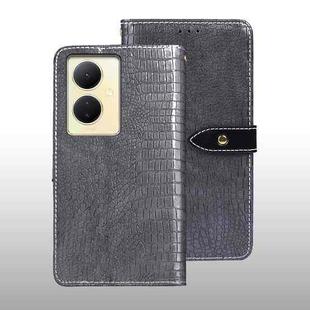 For vivo Y78 5G Global idewei Crocodile Texture Leather Phone Case(Grey)