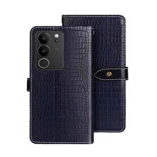 For vivo V29 5G Global idewei Crocodile Texture Leather Phone Case(Dark Blue)