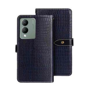 For vivo Y17s 4G Global idewei Crocodile Texture Leather Phone Case(Dark Blue)
